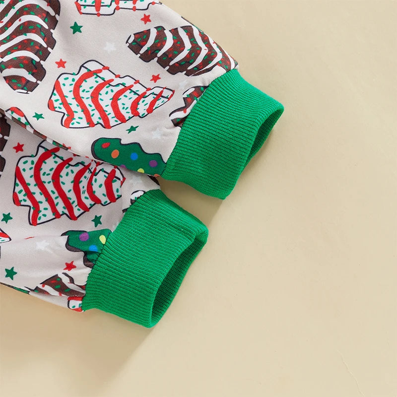 Baby Boys Outfit Christmas Tree Print Long Sleeve Sweatshirt and Elastic Pants Set Infant Clothes