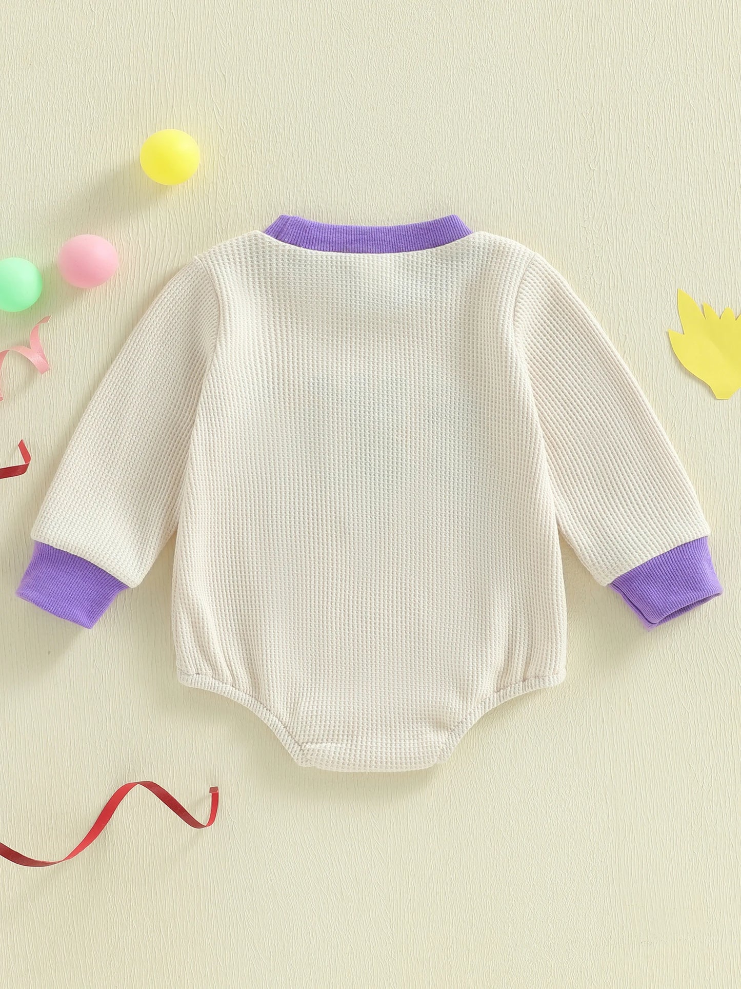 Embroidery Mardi Gras jumpsuit Infant Long Sleeve Crewneck Duck Embroidery Mardi Gras Romper