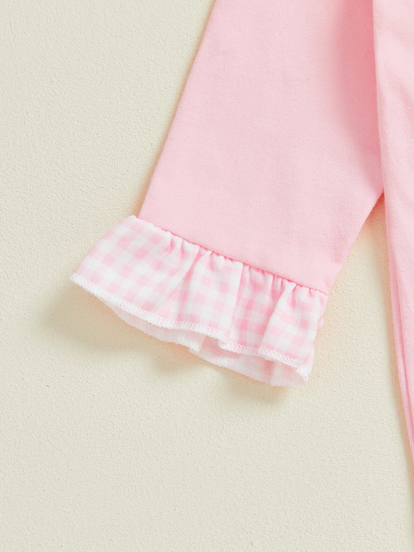 Embroidery Baby Girl Fall Romper Western Long Sleeve Round Neck Plaid Ruffle Hem Jumpsuit Infant Pajamas