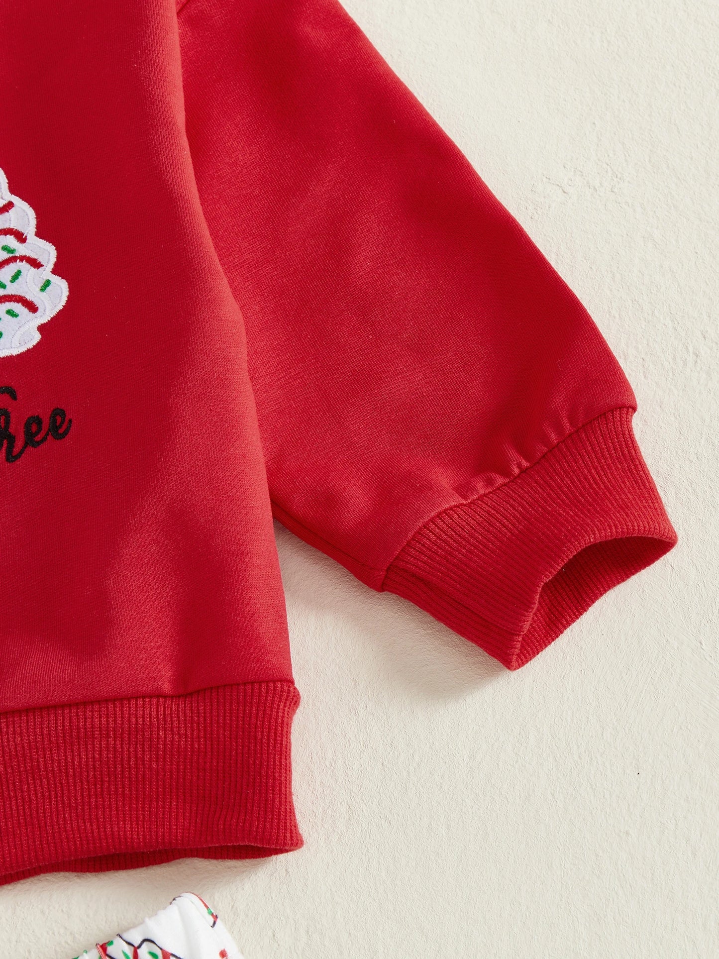 Christmas Outfit Bow Tree Applique Crewneck Sweatshirt and Flare Pants 2 Piece Winter Fall Set