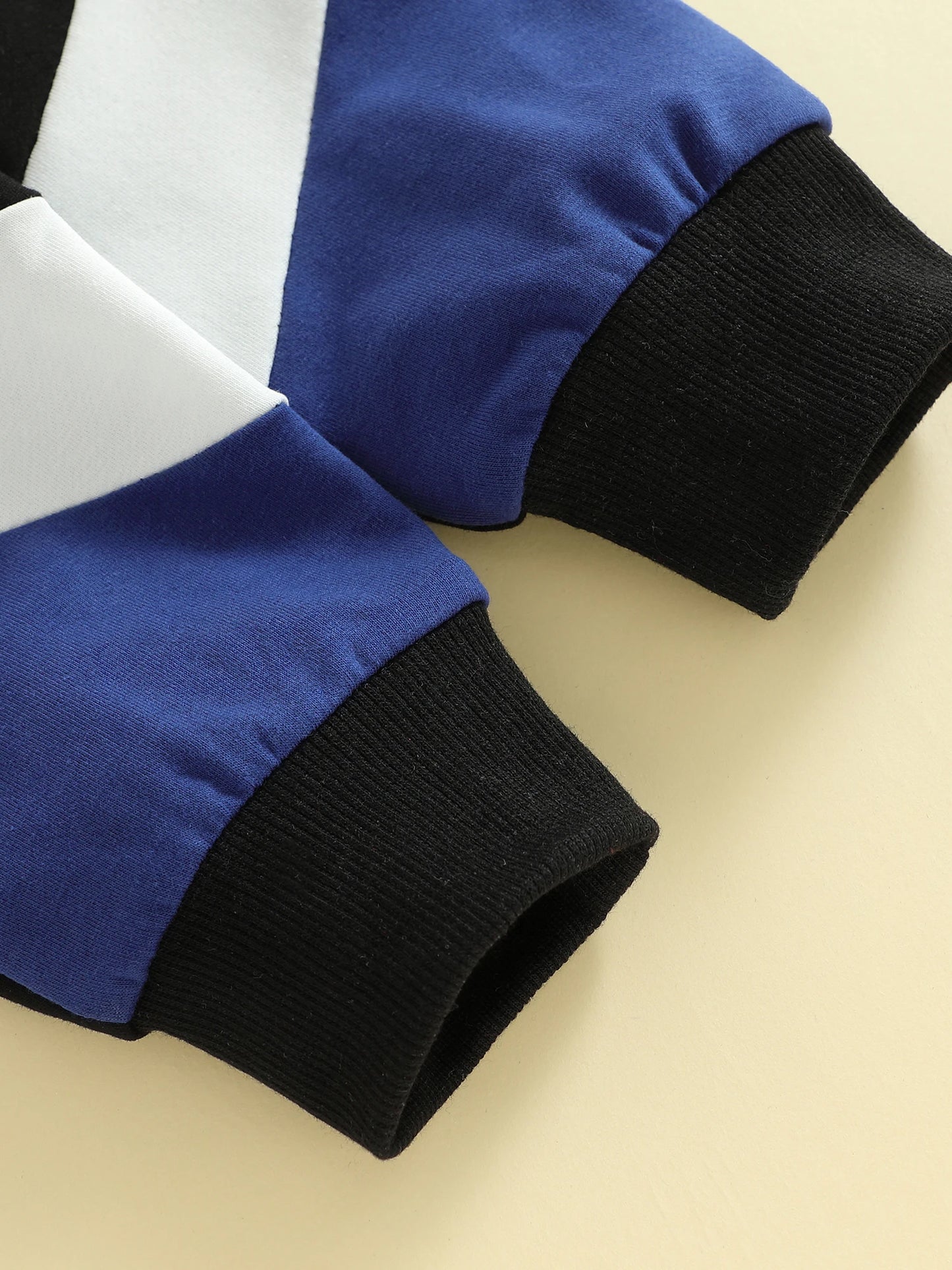 2Pcs Toddler Boy Fall Outfits Long Sleeve Crew Neck Patchwork Pullover Sweatshirt and Joggers Pants Set