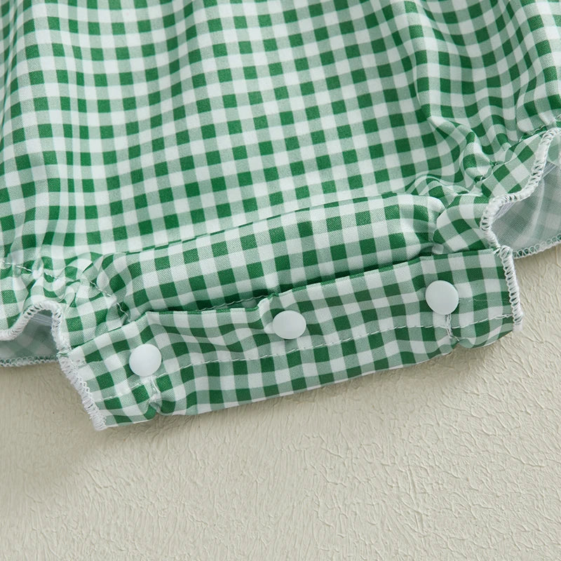 Baby Girls Christmas Romper Long Sleeve Crew Neck Plaid Bodysuit Clothes Casual Daily