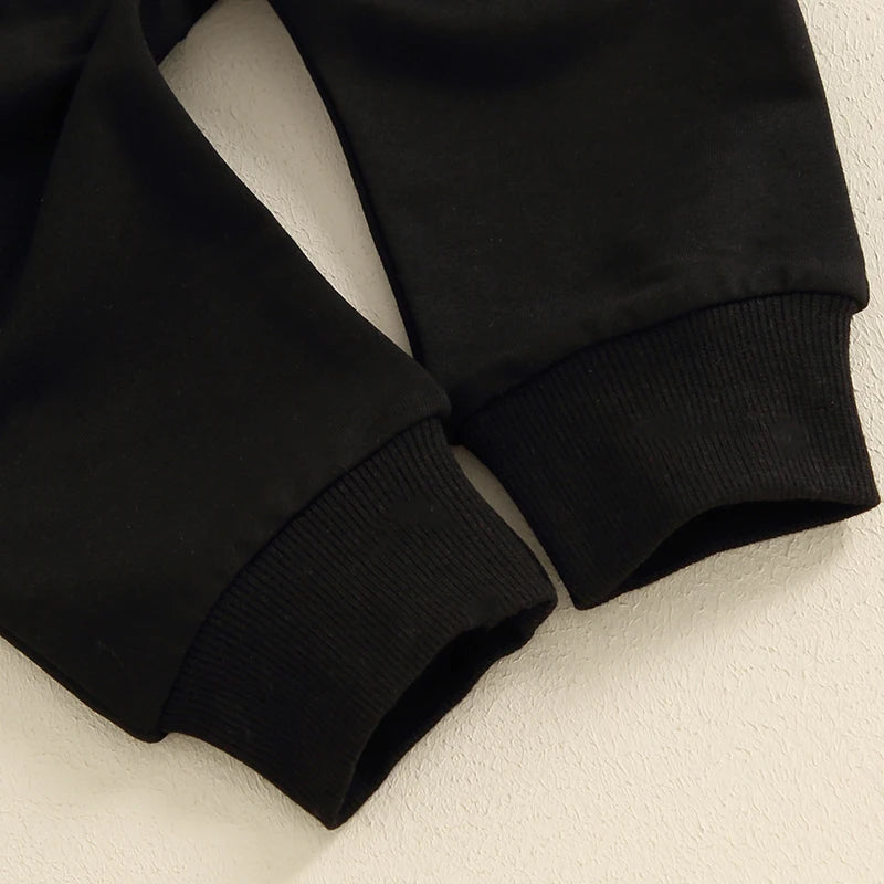 Toddler Boy Fall Clothes Checkerboard Print Long Sleeve Pocket Sweatshirt with Solid Color Pants 2Pcs Outfits