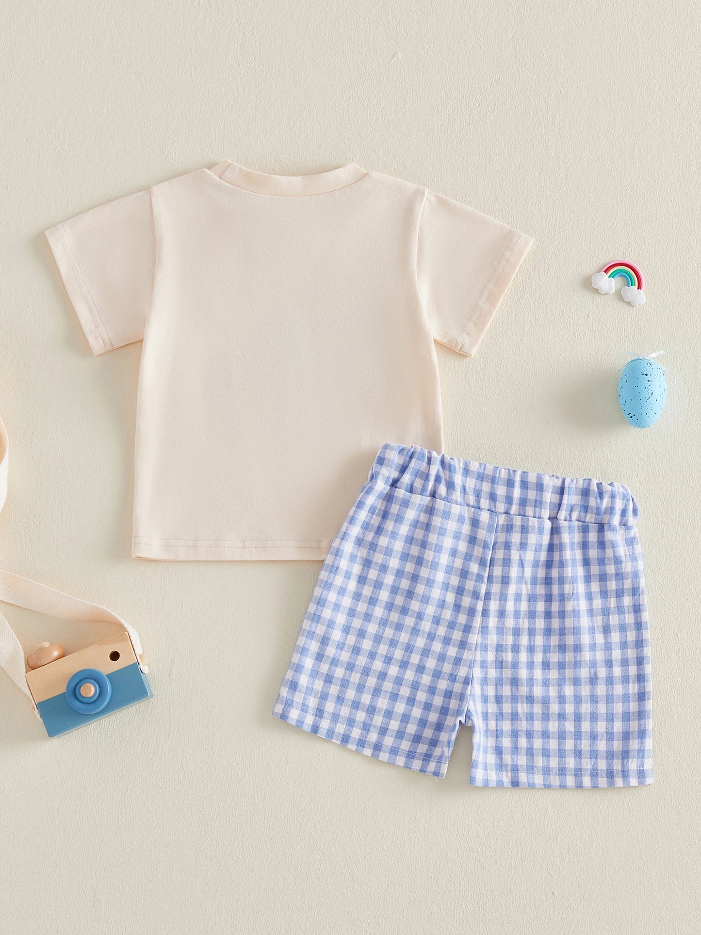 2Pcs Baby Boy Easter Outfits Short Sleeve Cross Truck Embroidery T-Shirt + Shorts Set Toddler Clothes