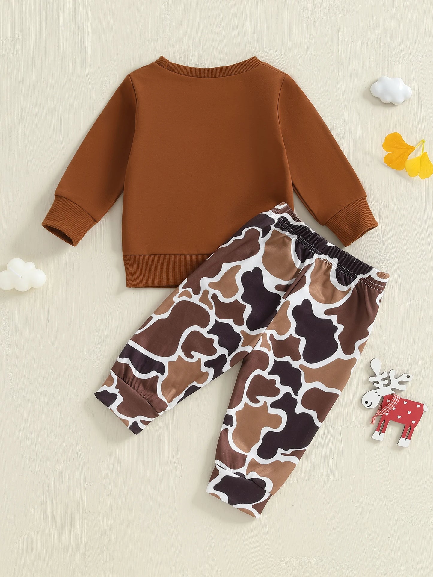 Baby Boy Fall Outfit Long Sleeve Sweatshirt and Elastic Camouflage Print Pants 2 Piece Clothes for Toddler
