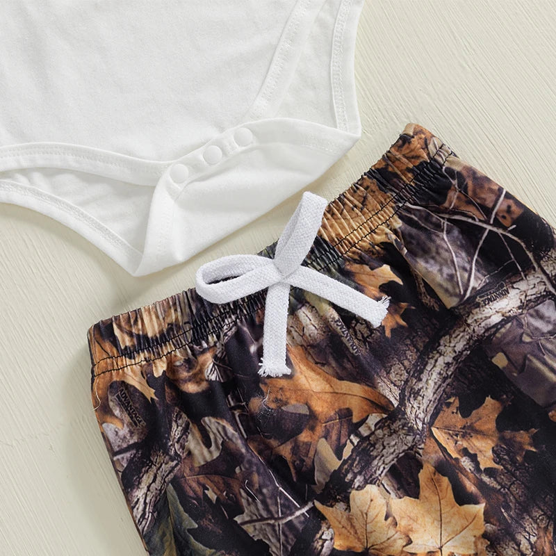 Baby Boys Clothes Set Long Sleeve Crew Neck Letters Print Romper with Cow Cactus Print Sweatpants and Hat Outfit