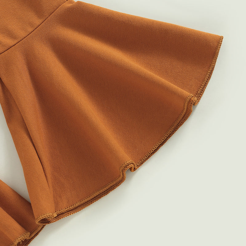 Girls Easter Clothes Set, Rabbit Print Long Sleeve Crew Neck Sweatshirts with Solid Flare Pants