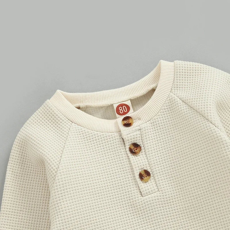 Casual Fall Winter Baby Boy Girl Clothes Set Newborn Infant Toddler Button Tops Pants Casual Outfits Clothing