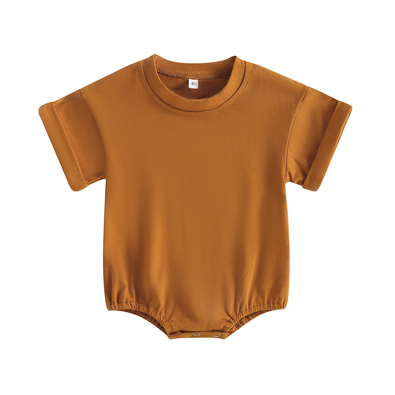 0-24M Baby Boys Girls Summer Casual Rompers Clothes Solid Short Sleeve O-neck Loose Jumpsuits Playsuits