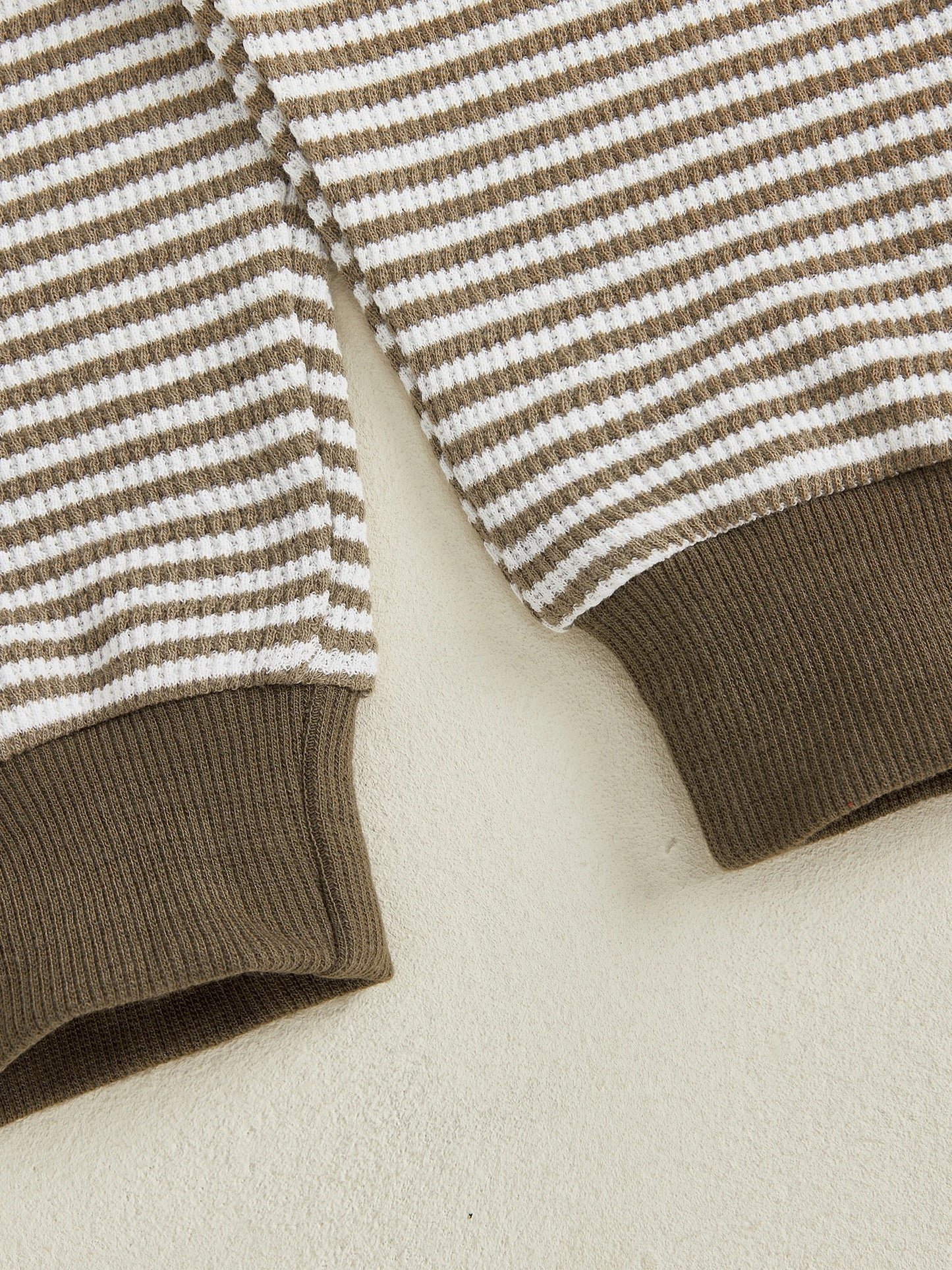 Lioraitiin Toddler Baby Boy Fall Outfit Rugby Embroidery Striped Long Sleeve Sweatshirt and Elastic Pants 2 Piece Clothes