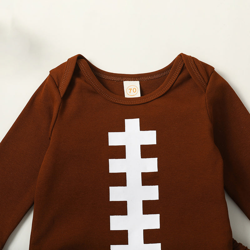 Baby Boy Girl Football Outfit Long Sleeve Sweatshirt Romper Rugby Stripe Elastic Pants 3PCS Clothes