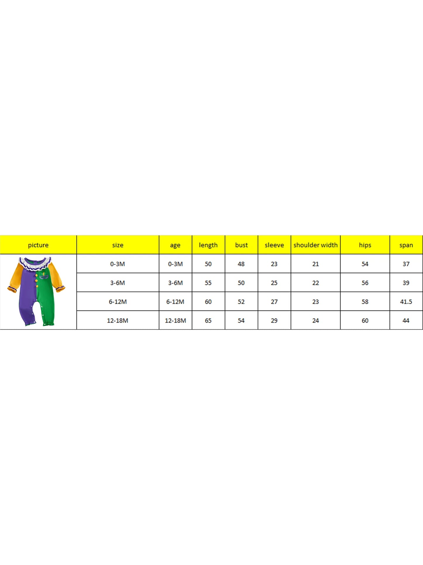 Mardi Gras Themed Romper Contrast Color Ruffled Neckline Long Sleeve Facewear Print Jumpsuit