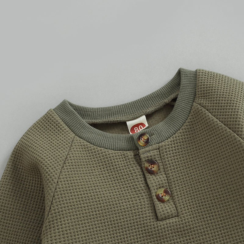 Casual Fall Winter Baby Boy Girl Clothes Set Newborn Infant Toddler Button Tops Pants Casual Outfits Clothing