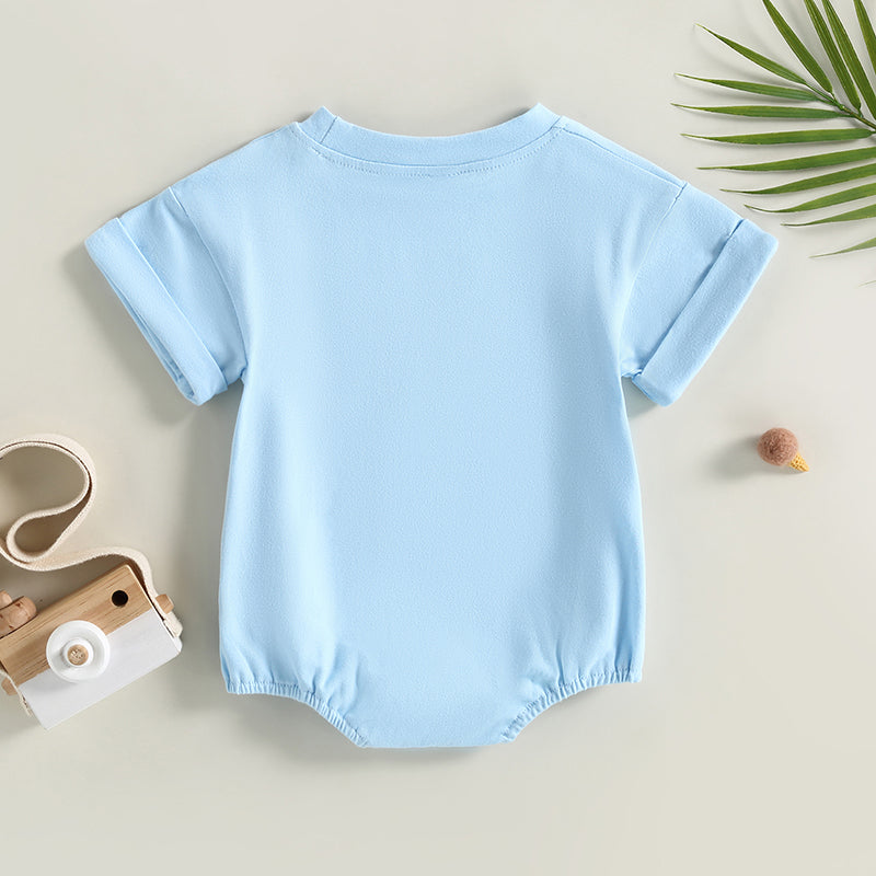 0-24M Baby Boys Girls Summer Casual Rompers Clothes Solid Short Sleeve O-neck Loose Jumpsuits Playsuits