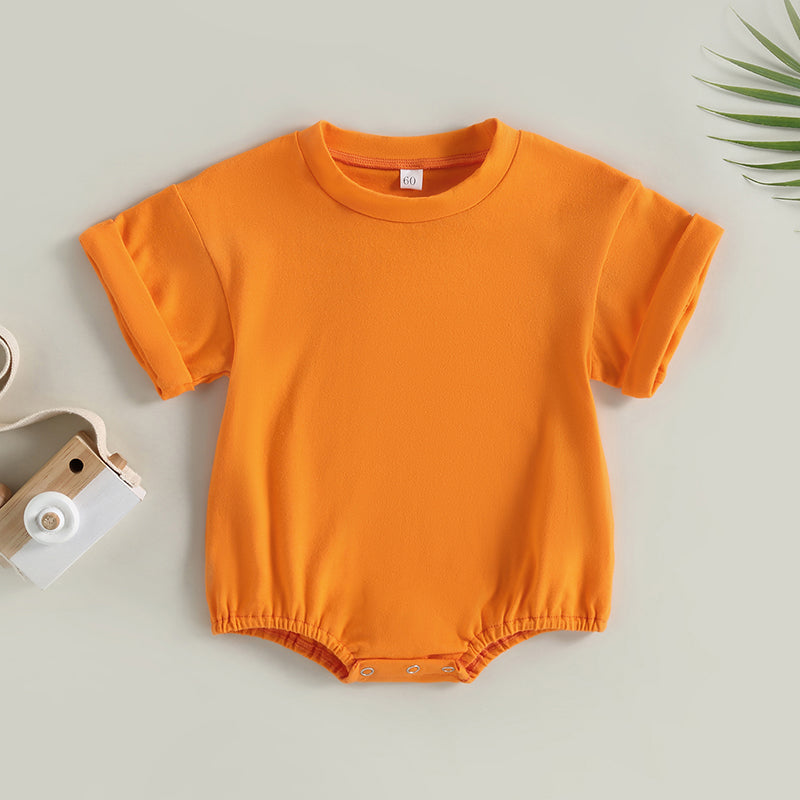 0-24M Baby Boys Girls Summer Casual Rompers Clothes Solid Short Sleeve O-neck Loose Jumpsuits Playsuits