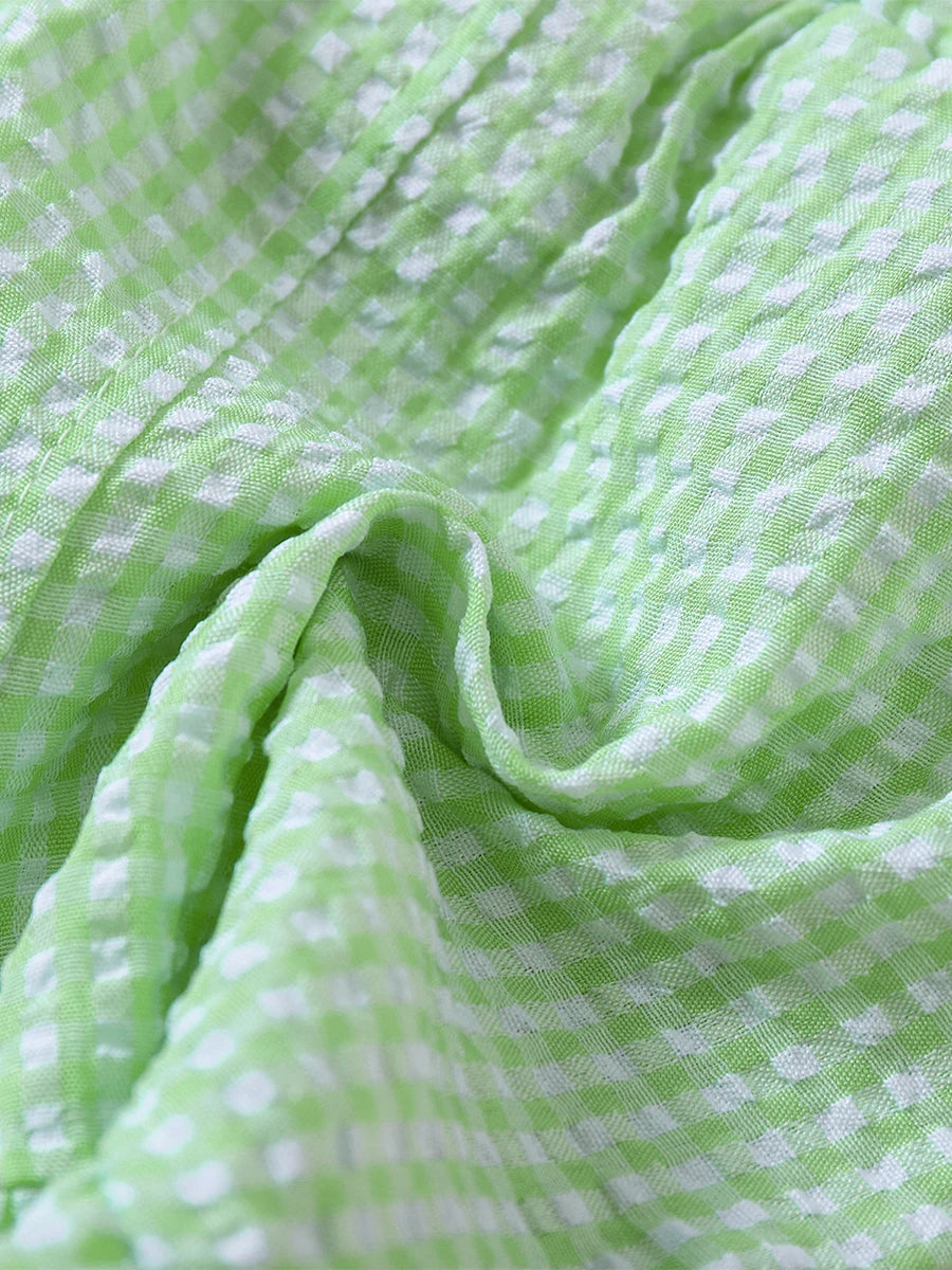 Girl Summer Shorts Plaid Pattern Lotus Edge Cute Casual Fashion Comfortable Soft Shorts