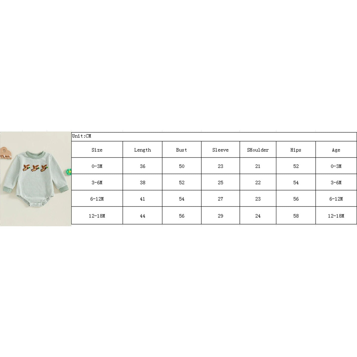 Newborn Baby Boy Romper Long Sleeve Round Neck Duck Embroidery Bodysuit Fall Playsuit