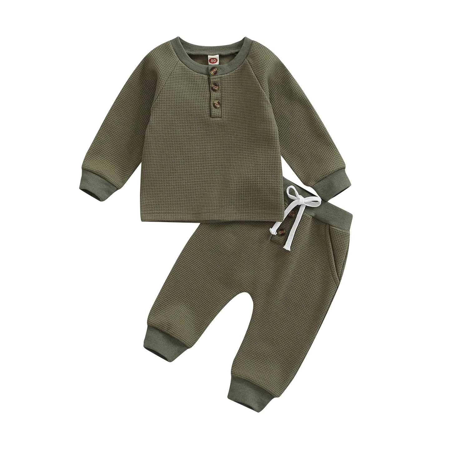 Casual Fall Winter Baby Boy Girl Clothes Set Newborn Infant Toddler Button Tops Pants Casual Outfits Clothing