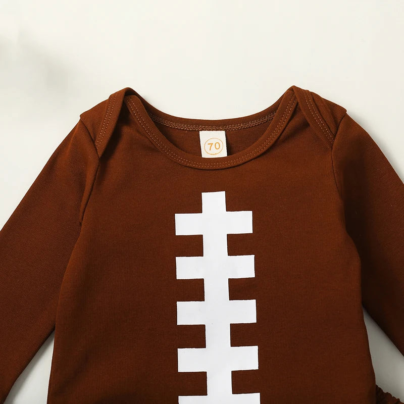 Baby Boy Girl Football Outfit Long Sleeve Sweatshirt Romper Rugby Stripe Elastic Pants 3PCS Clothes