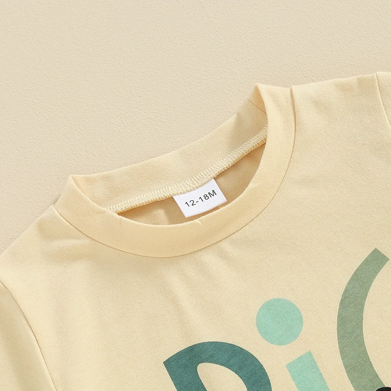 Summer Baby Boys Brother Outfit Letter Print Short Sleeve T-Shirt and Elastic Pants Clothes Set