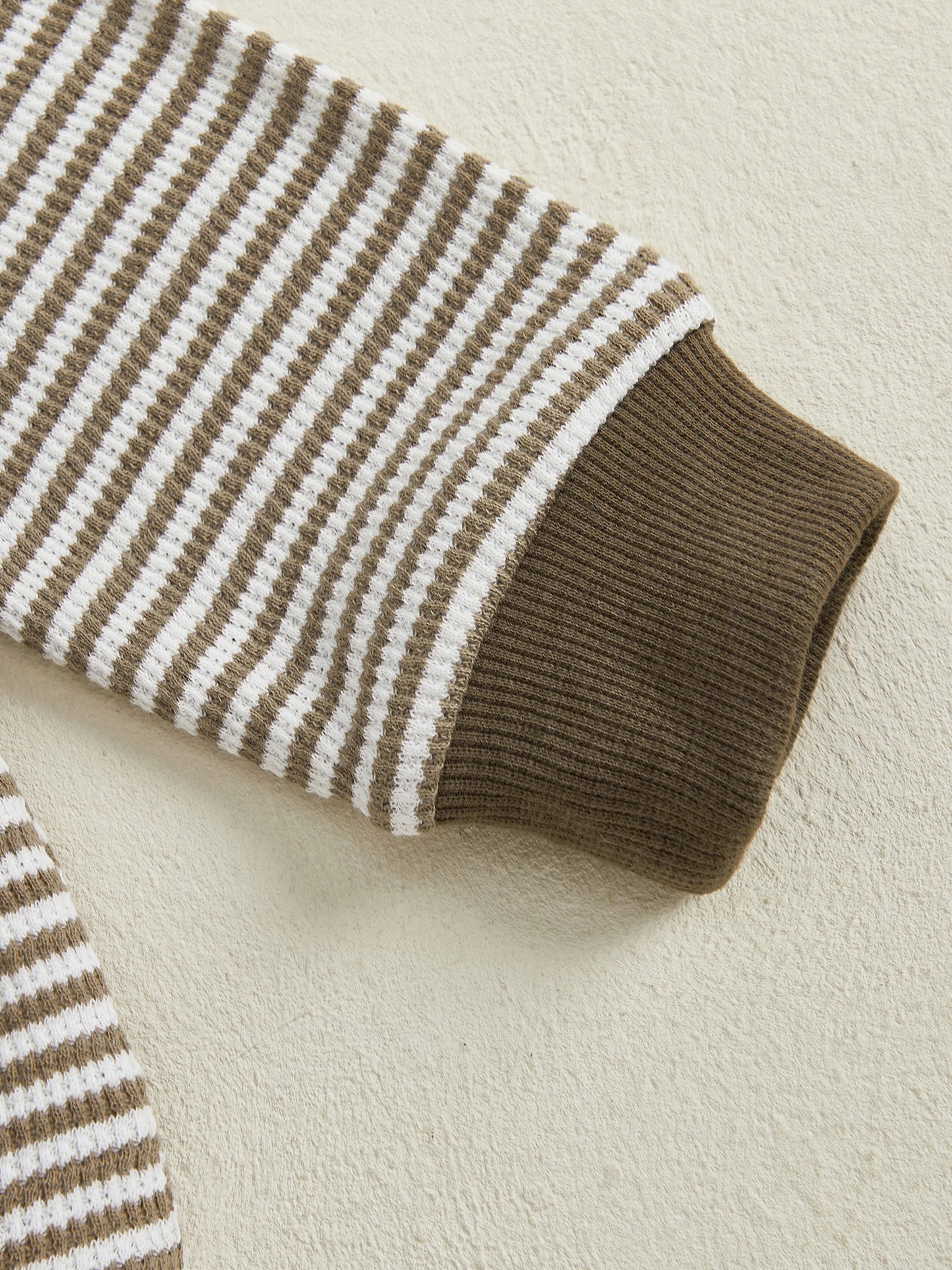 Lioraitiin Toddler Baby Boy Fall Outfit Rugby Embroidery Striped Long Sleeve Sweatshirt and Elastic Pants 2 Piece Clothes