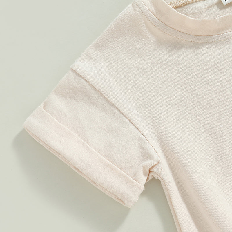 0-24M Baby Boys Girls Summer Casual Rompers Clothes Solid Short Sleeve O-neck Loose Jumpsuits Playsuits