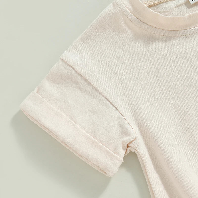 0-24M Baby Boys Girls Summer Casual Rompers Clothes Solid Short Sleeve O-neck Loose Jumpsuits Playsuits