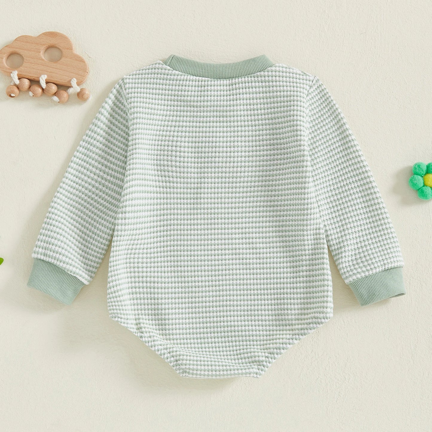 Newborn Baby Boy Romper Long Sleeve Round Neck Duck Embroidery Bodysuit Fall Playsuit