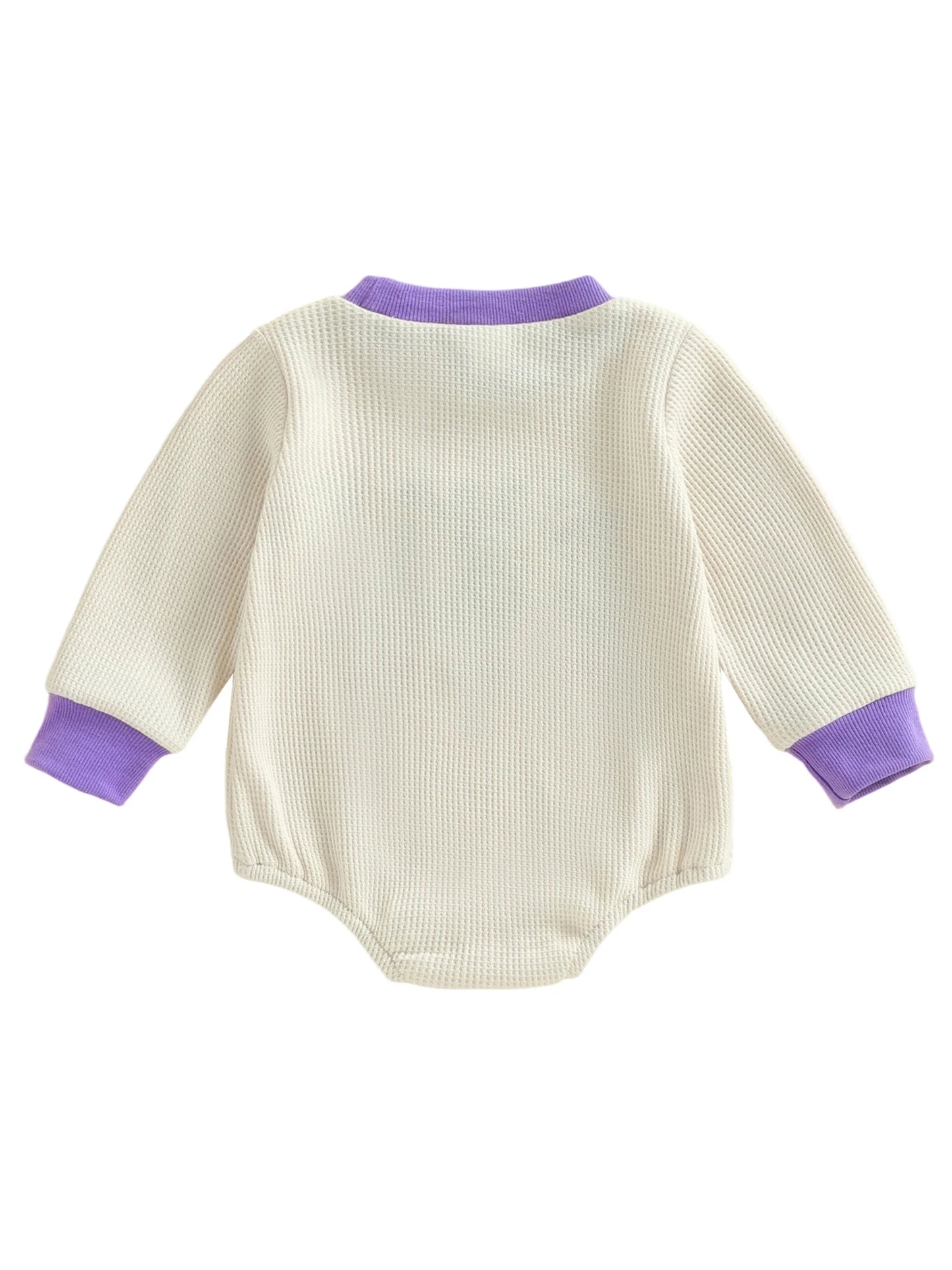 Embroidery Mardi Gras jumpsuit Infant Long Sleeve Crewneck Duck Embroidery Mardi Gras Romper