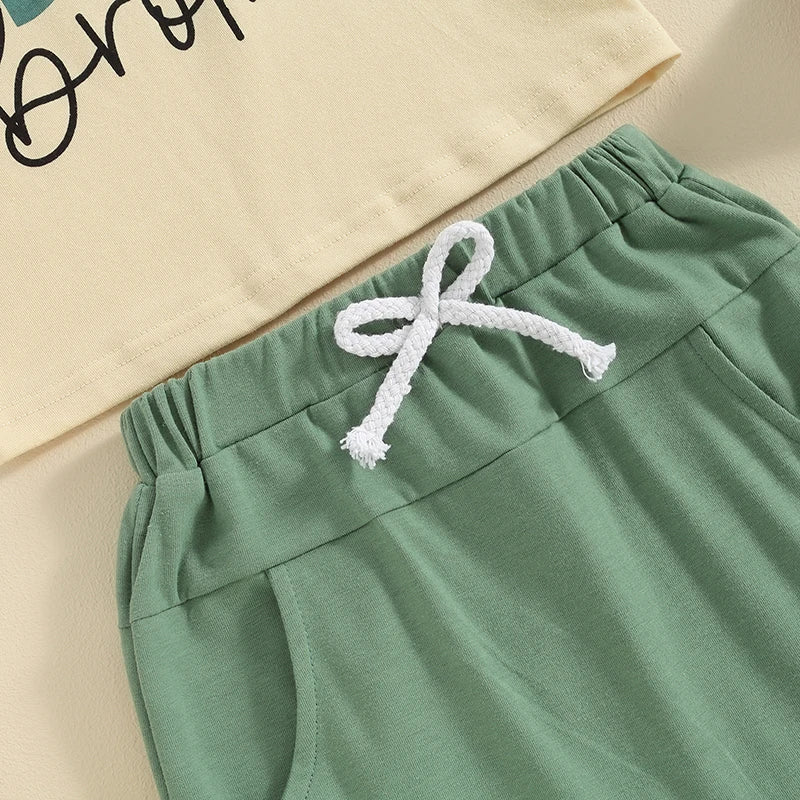 Summer Baby Boys Brother Outfit Letter Print Short Sleeve T-Shirt and Elastic Pants Clothes Set