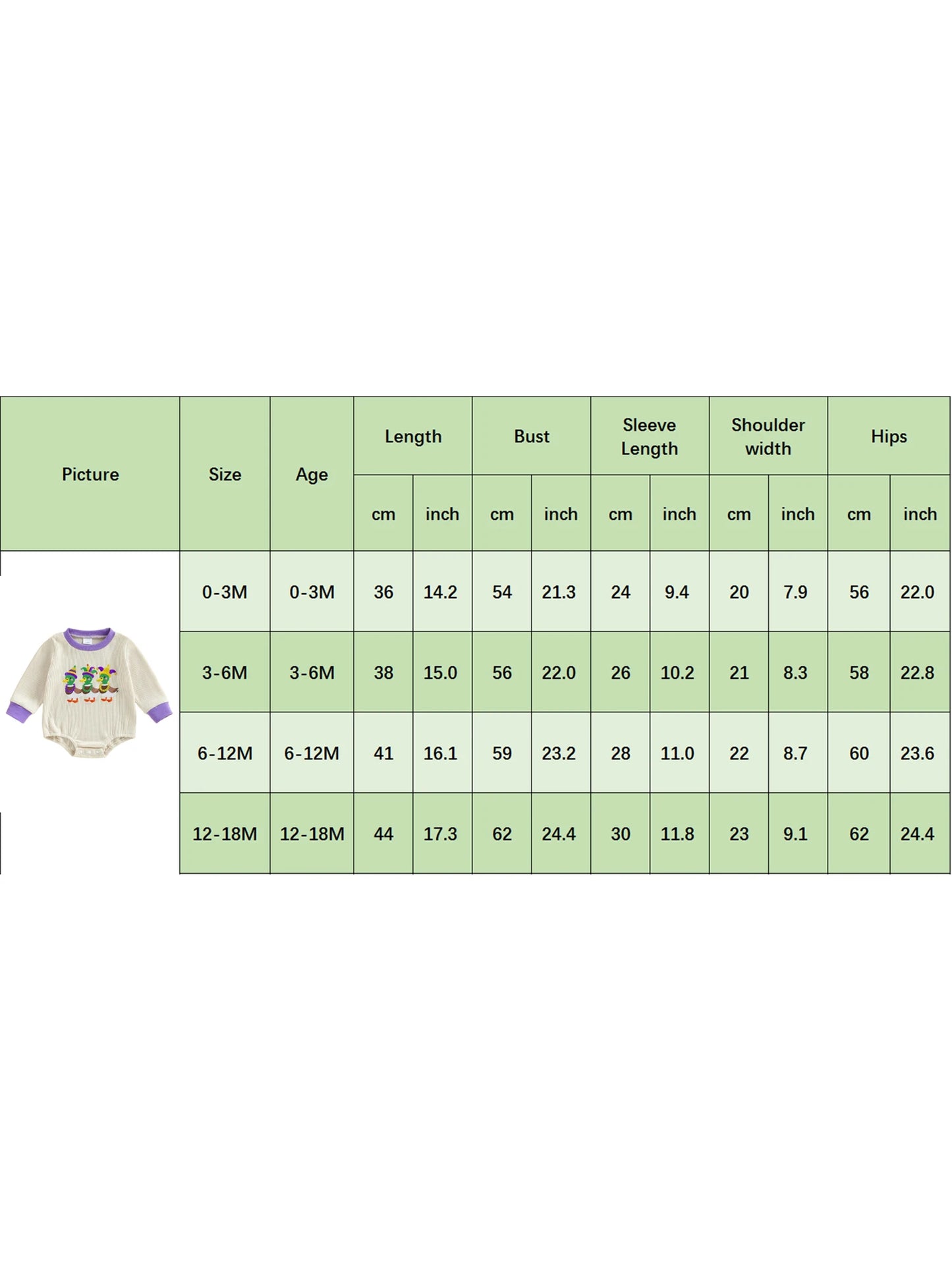 Embroidery Mardi Gras jumpsuit Infant Long Sleeve Crewneck Duck Embroidery Mardi Gras Romper