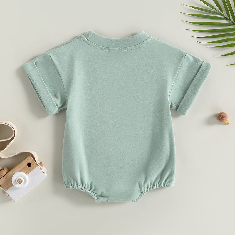 0-24M Baby Boys Girls Summer Casual Rompers Clothes Solid Short Sleeve O-neck Loose Jumpsuits Playsuits