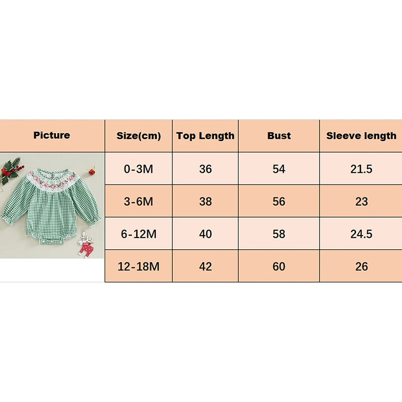 Baby Girls Christmas Romper Long Sleeve Crew Neck Plaid Bodysuit Clothes Casual Daily
